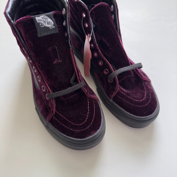 NWT Vans Sk8-hi Maroon/Burgundy Velvet Sneakers - Picture 4 of 9